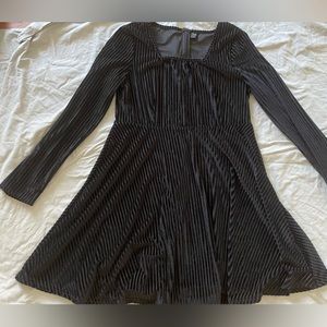 SHEIN Square Neck Fit & Flare Rib-knit Velvet Dress